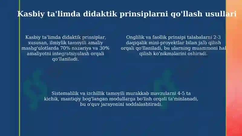 Kasbiy faoliyatning didaktik tamoyillari 4