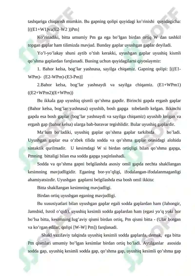 O‘ZBEK TILSHUNOSLIGIDA UYUSHGAN GAPLARNING ILMIY TASNIFI 4