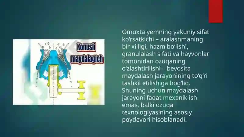 Homashyolarni bolg'ali maydalagichlarda maydalash 4