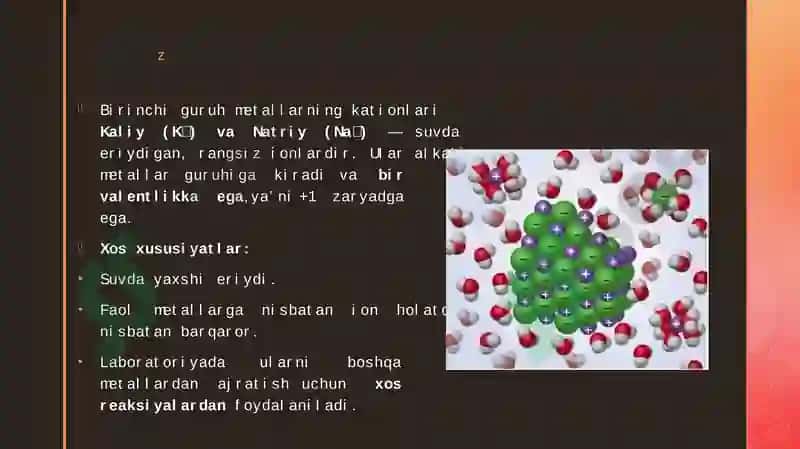 BIRINCHI GURUH KATIONLAR (K+NA+). KALIY VA NATRIY KATIONLARIGA XOS REAKSIYALAR 4