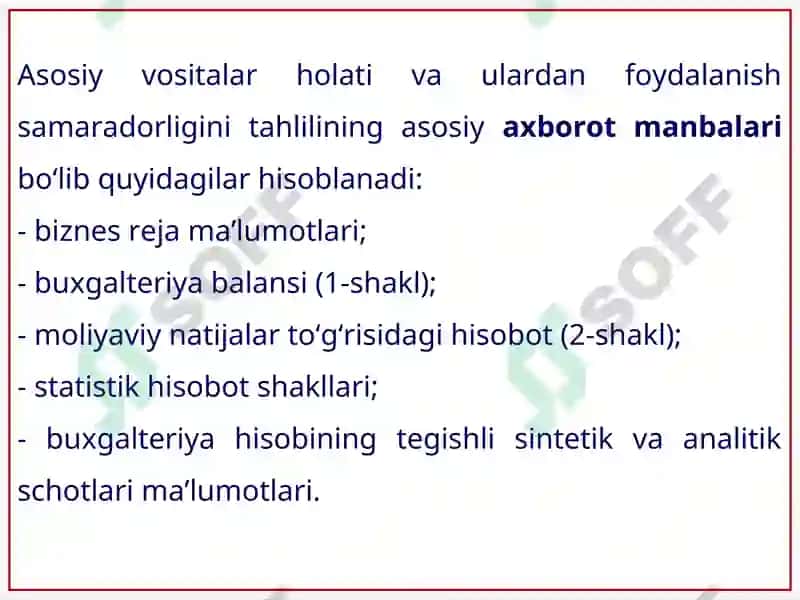 Asosiy Vositalar Holati va Ulardan Samarali Foydalanish Tahlili 4
