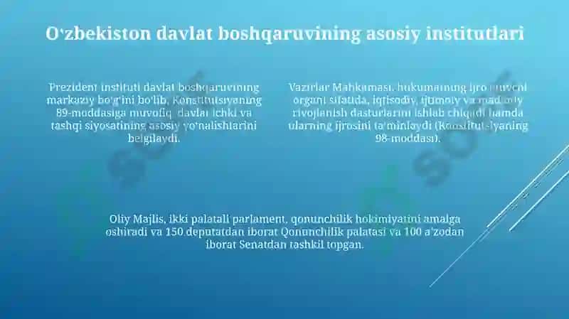 Oʻzbekistondavlatmexanizmlarivabirontadavlatmexanizminisolishtirish 4
