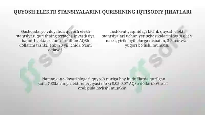 Oʻzbekistonda quyosh energiyasidan foydalanish imkoniyatlari va cheklovlar 4