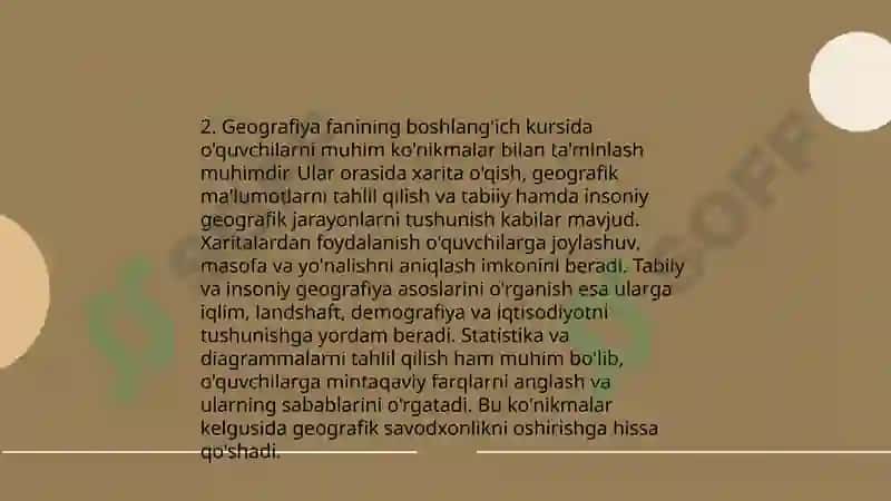 Tabiiy geografiya boshlangʻich kursida geografiya oʻqitish metodikasining ahamiyati 4
