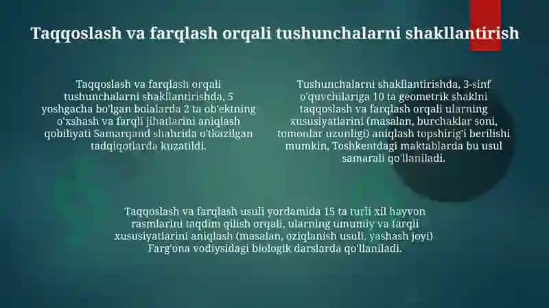 Tushunchalarni shakllantirish va rivojlantirish usullari 4
