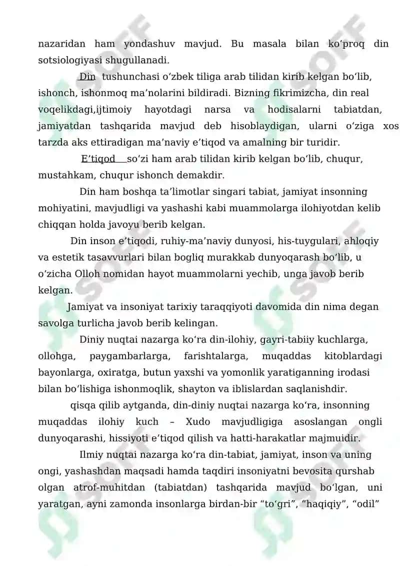 Dinshunoslik asoslari fanining predmeti, maqsad va vazifalari 4