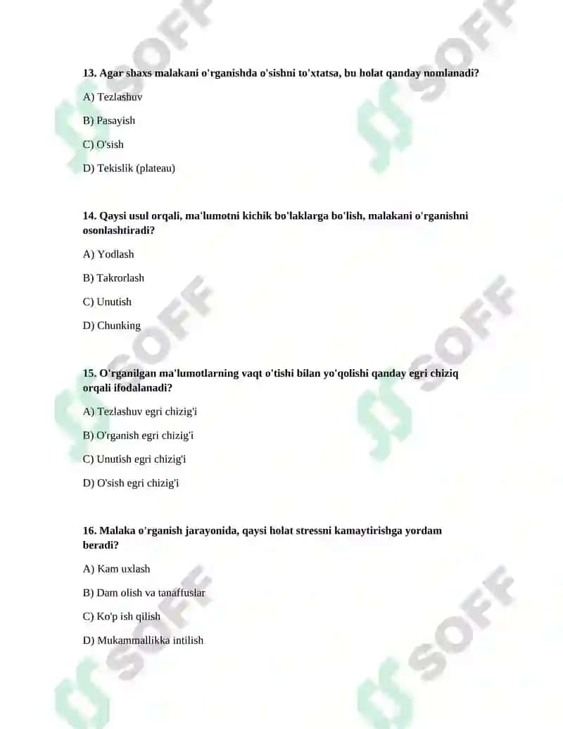 Foliyatning oʻzlashtirilishi va malakalarni egallash 4