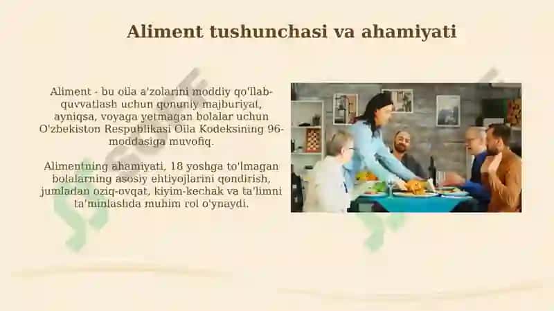 OILA AʼZOLARINING VA BOSHQA SHAXSLARNING ALIMENT MAJBURIYATLARI 4