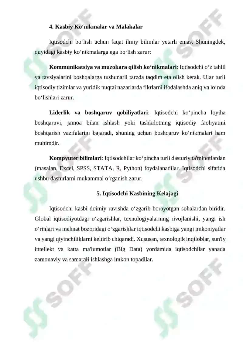 Iqtisodchining kasbiy muammolarini hal qilish uchun matnli hujjatlarni tayyorlash 4