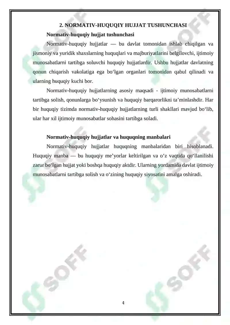 NORMATIV-HUQUQIY HUJJAT - HUQUQNING MANBASI  VA UNING TURLARI 4