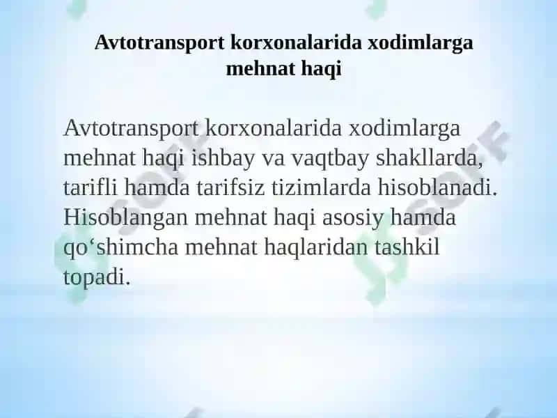Avtotransport korxonalarida buxgalteriya hisobining xususiyatlari 4