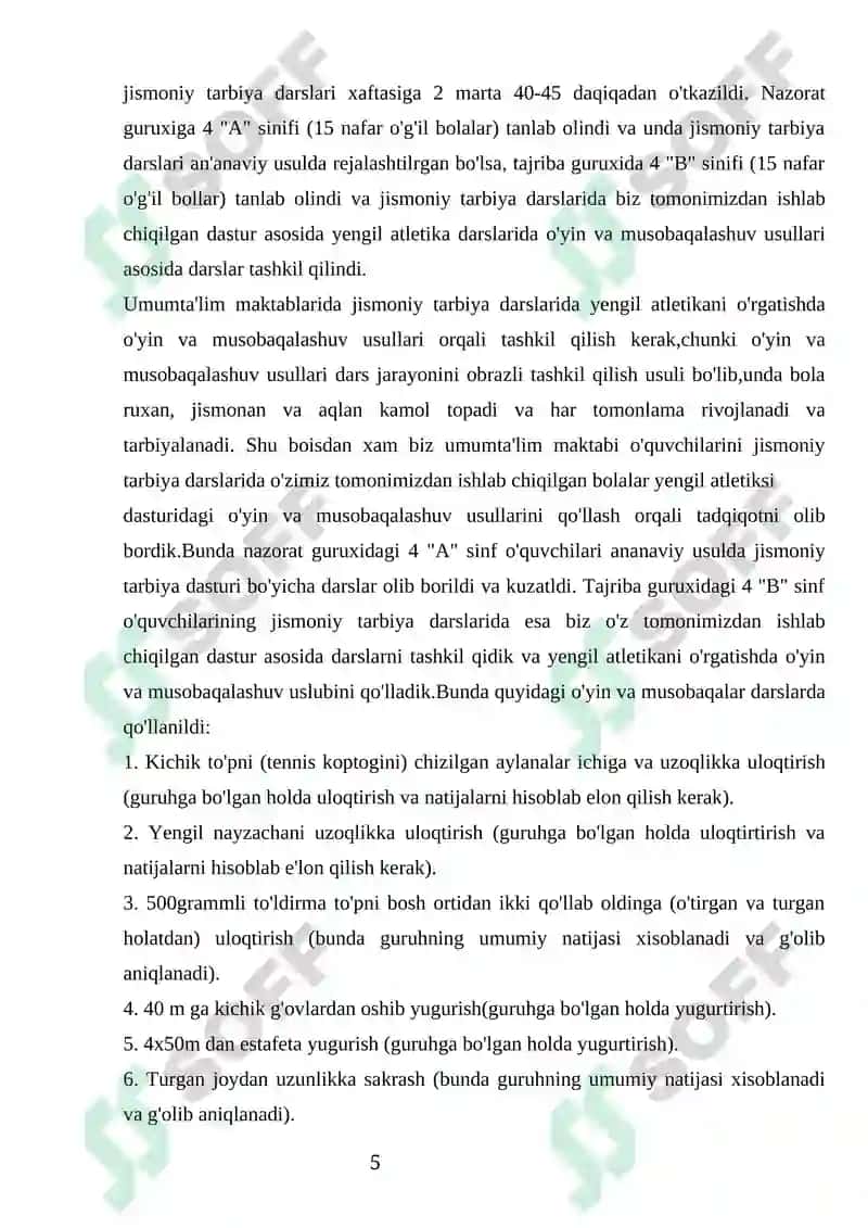 Yengil atletika darslarini tashkil etish va oʻtkazish 4