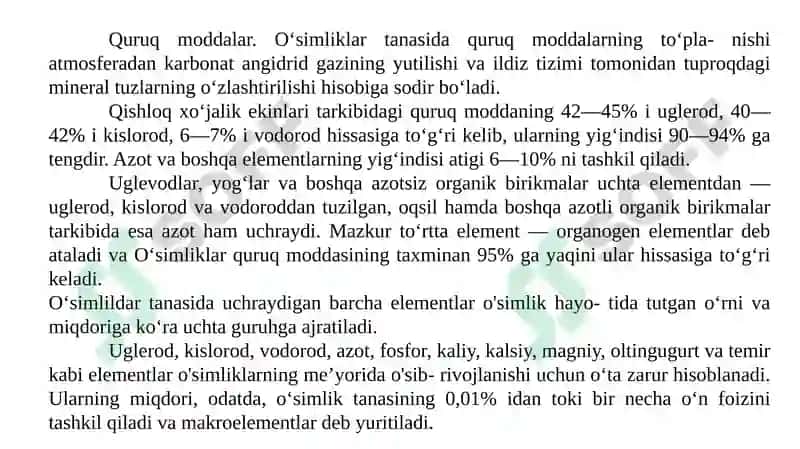 O‘simliklarning kimyoviy tarkibi va oziqlanishi 4