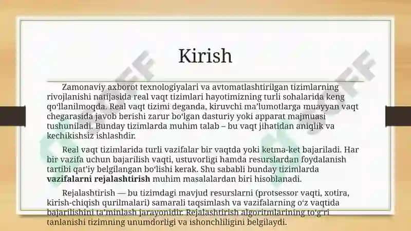 Umumlashtirilgan vazifalarni rejalashtirish 4