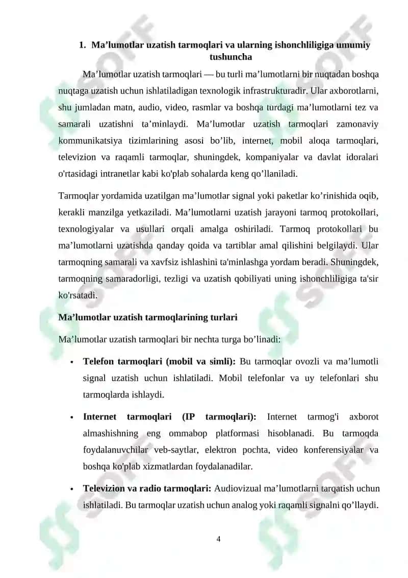 Ma’lumotlar uzatish tarmoqlari 4
