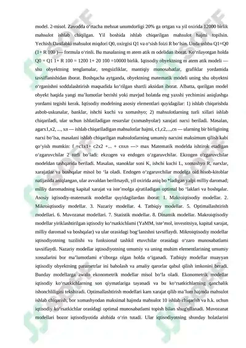Matematik usullar va modellar zamonaviy iqtisodiy nazariyasi 4