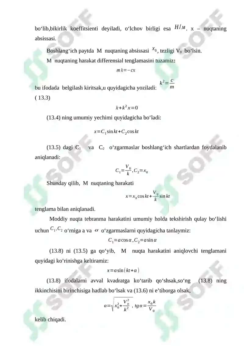 Garmonik tebranma harakat kinematikasi 4