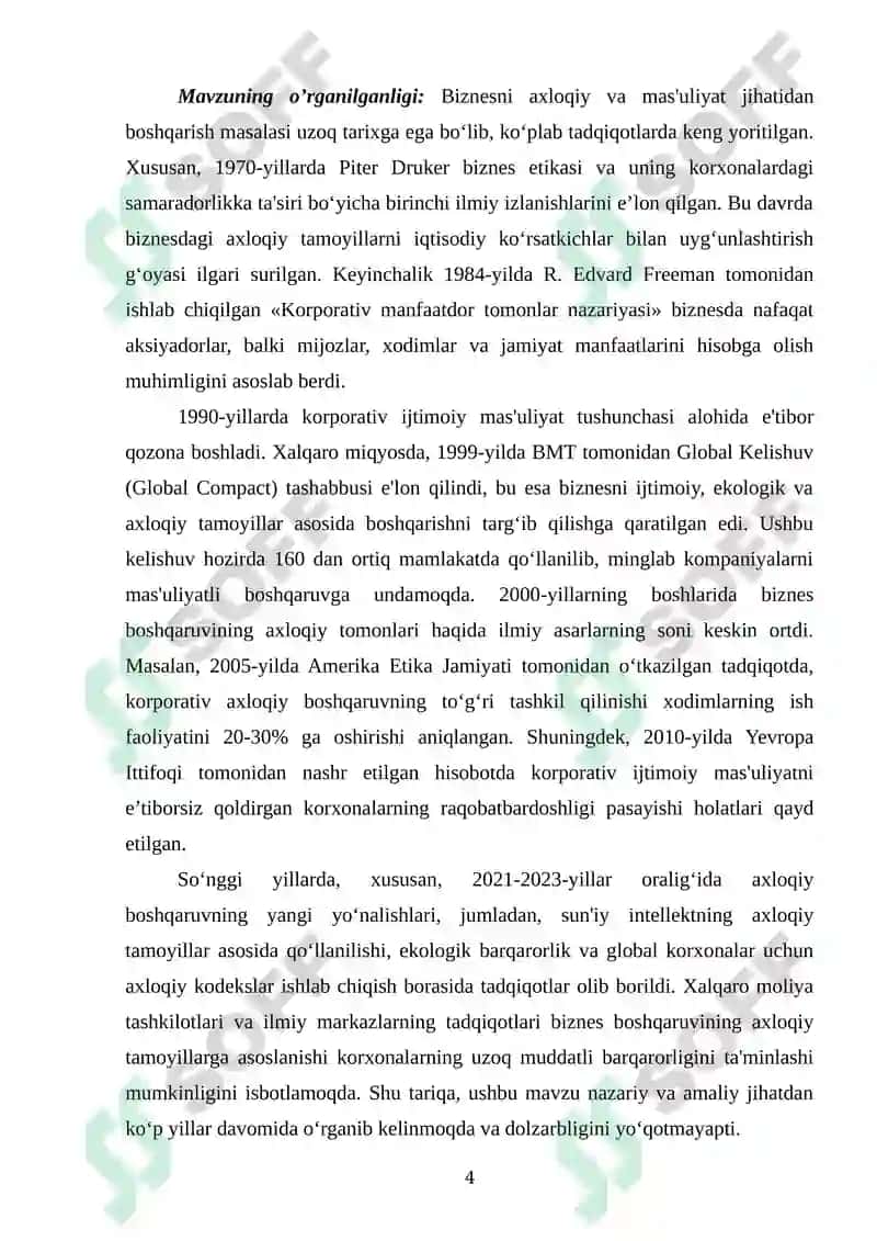 Biznesni axloqiy va mas'uliyat jihatidan boshqarish 4