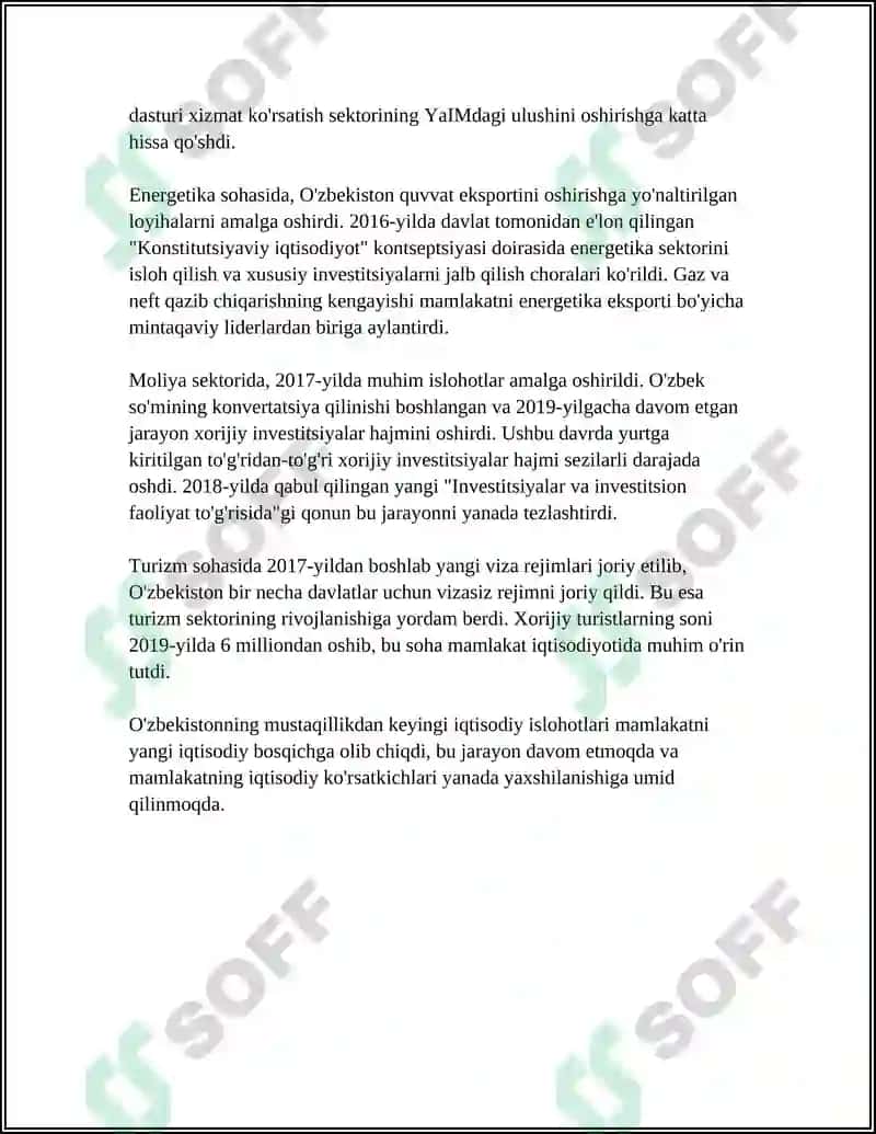 O'ZBEKISTONNING JAHON HAMJAMIYATIGA KIRIB BKRISHI VA TASHQI IQTISODIY FAOLIYATINING ASOSIY YO'NALISHLARI 4