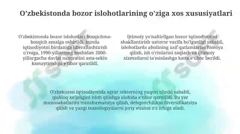 Bozoriqtisodiyotiga õtish davri va uning O'zbekistondagi xususiyatlari 4