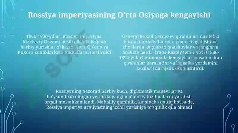 Rossiya imperiyasining Oʻrta Osiyoga harbiy yurishlari 4
