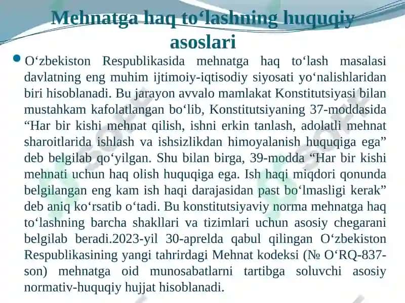 MEHNATGA HAQ TO‘LASH TIZIMI VA UNI BELGILASH TARTIBI 4