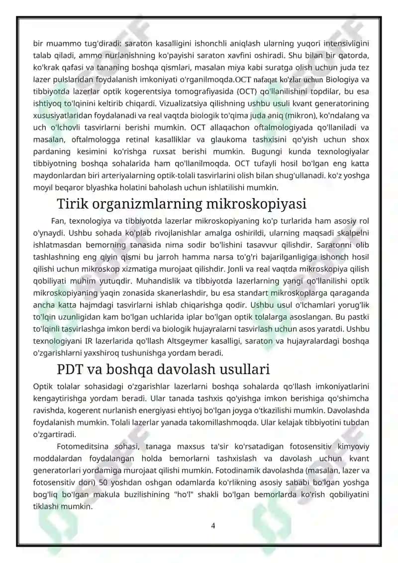 Lazerlar va ularni tibbiyotda qo'llash 4