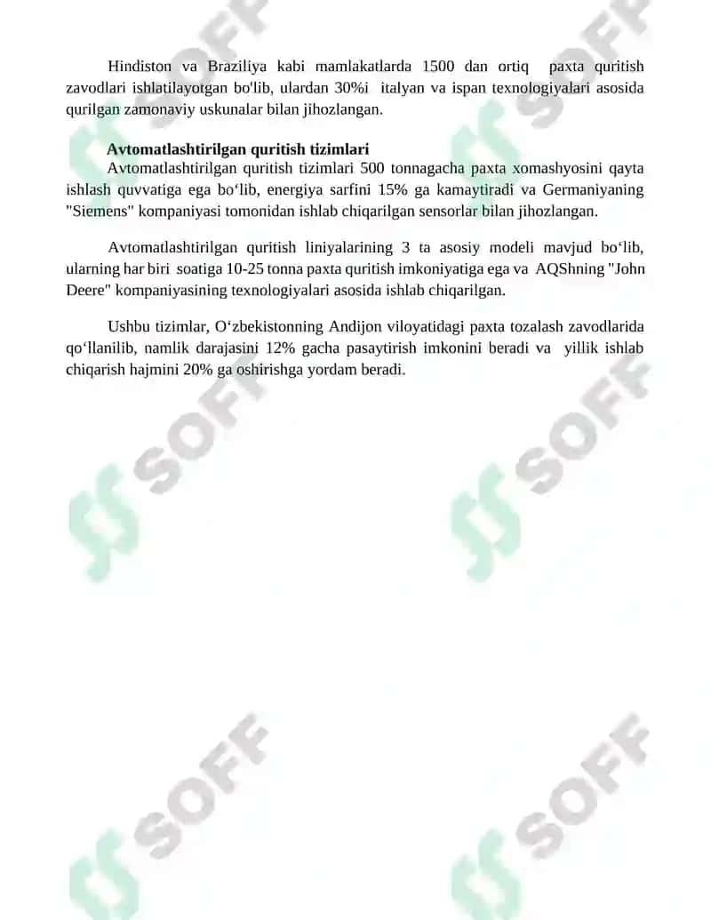 Paxta quritishda qo'llaniladigan xorijiy quritish uskunalari 4