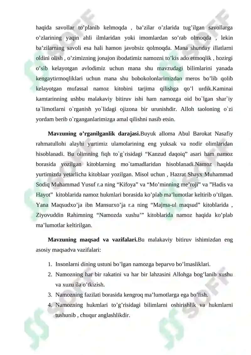 Kanzud daqoiq kitobining Namoz kitobi tarjimasi 4
