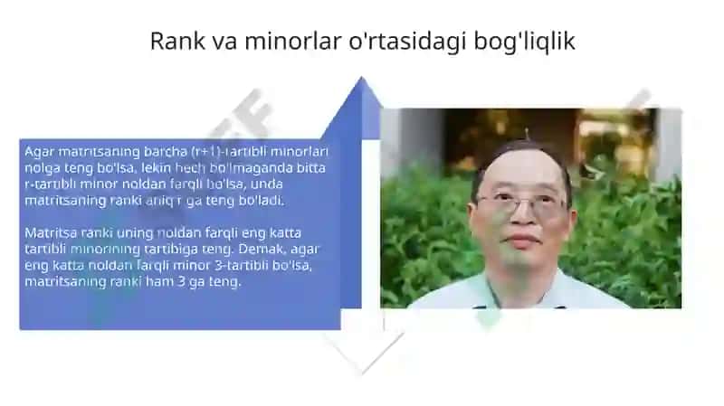 Matritsa rangini minorlar orqali topish usullari 4