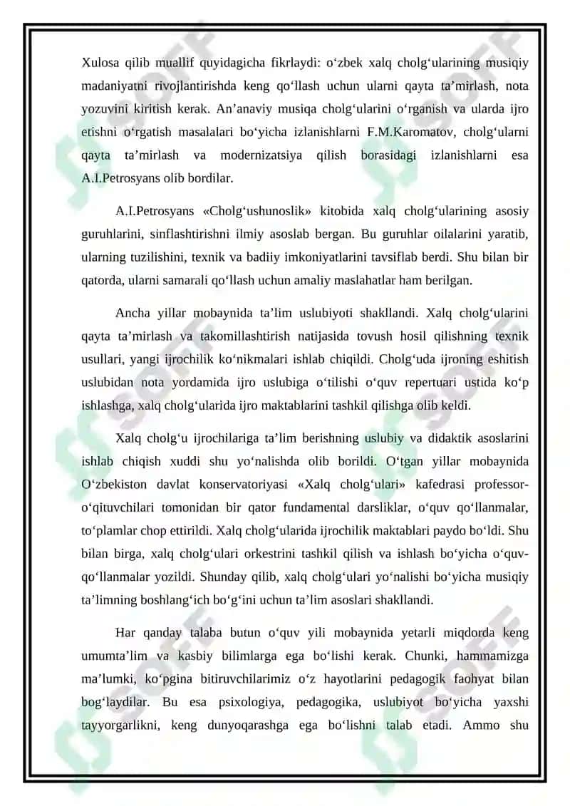 O’zbek xalq cholg’ularida  ijro imkoniyatlari, tovush xosil qilish vositalari 4