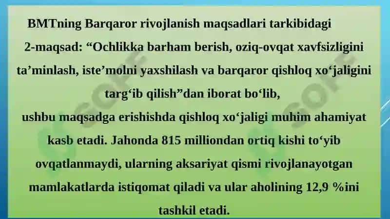 ORGANIK  QISHLOQ   XO‘JALIGINI  RIVOJLANTIRISH YO‘NALISHLARI. 4