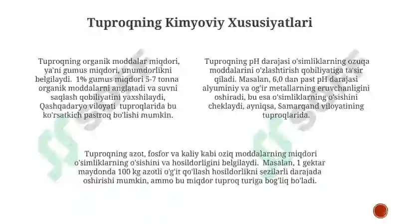 Tuproq Xususiyatlari va O'simlik O'sishi 4
