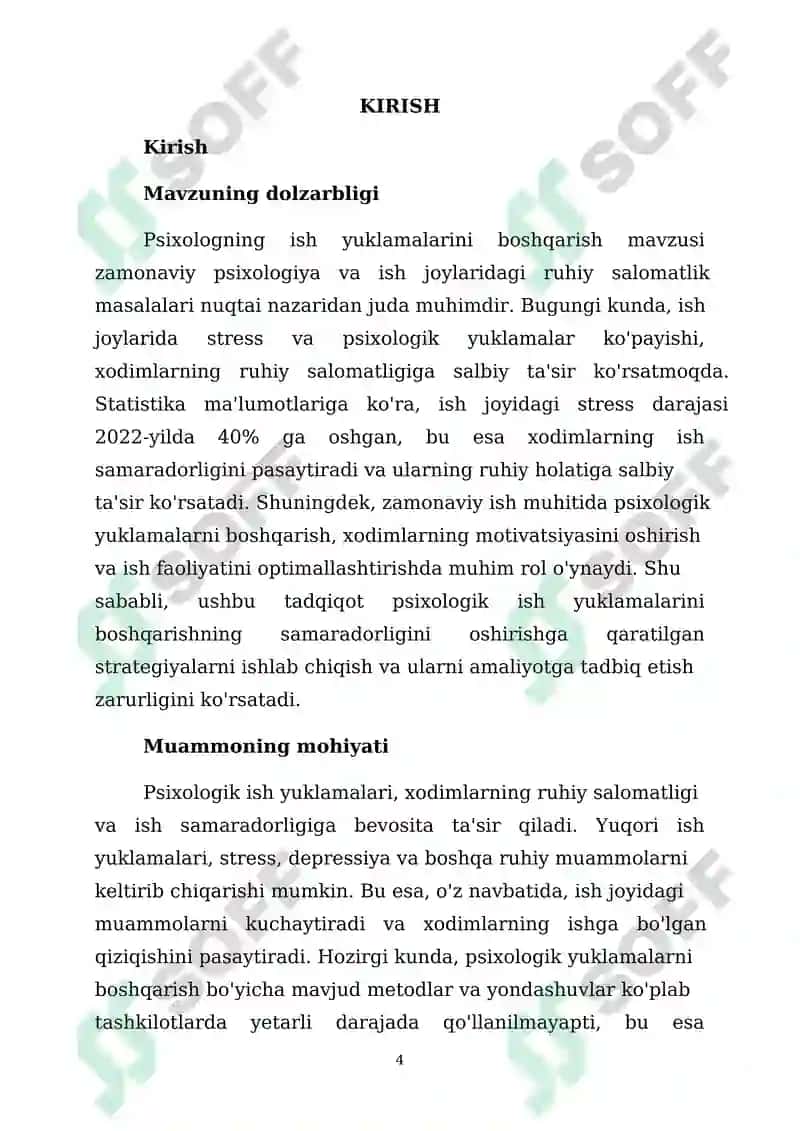 Psixologning ish yuklamalarini boshqarish 4