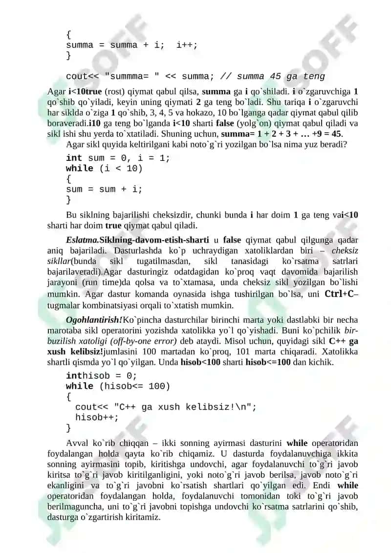Takrorlanish operatori, while – old-shartli va do-while –so‘ng shartli takrorlash operatorlari 4