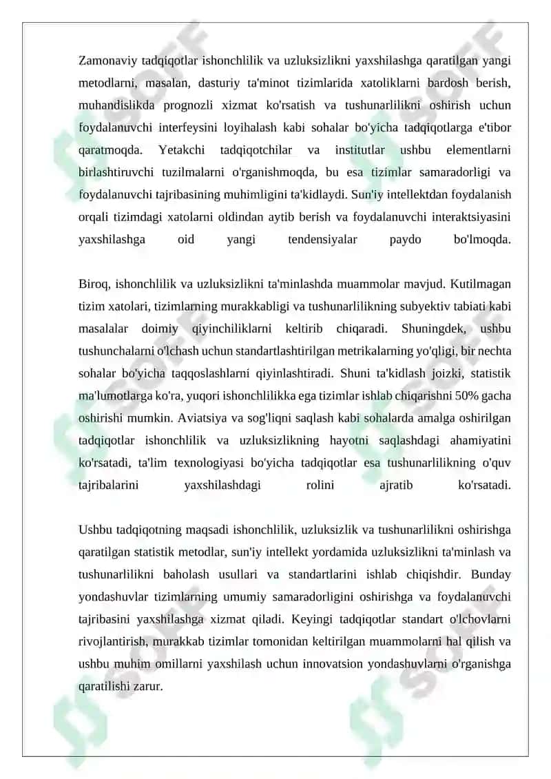 Ishonchlilik, Uzluksizlik, Tushunarlilik 4