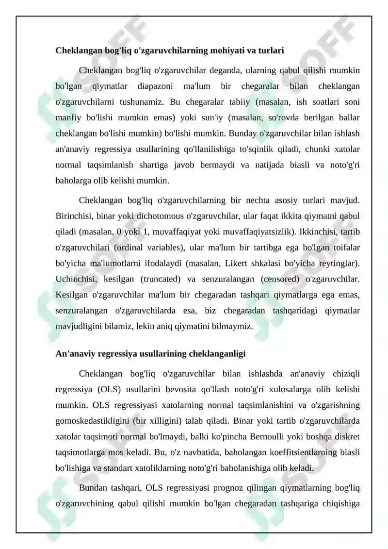 Ekonometrikada Cheklangan tobe o'zgaruvchili modellar 4