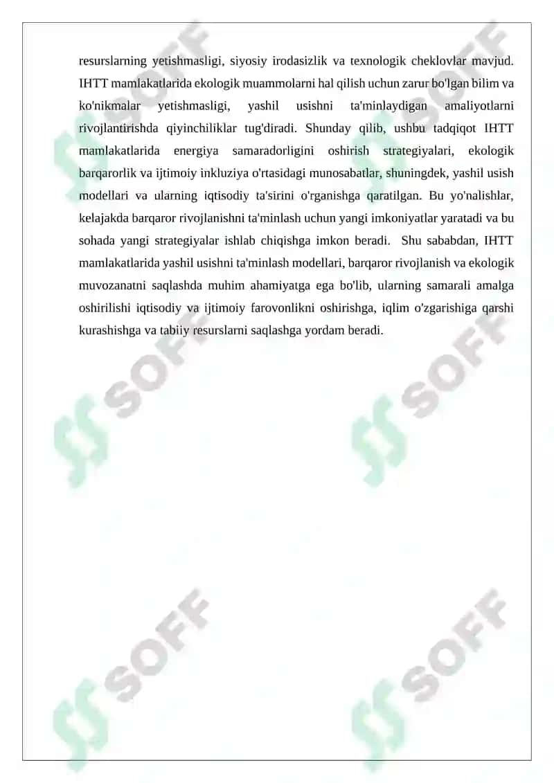 IHTT Mamlakatlarida yashil usishni taminlashmodellari 4