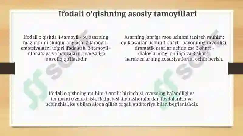 Epik va dramatik asarlarni ifodali o'qish 4