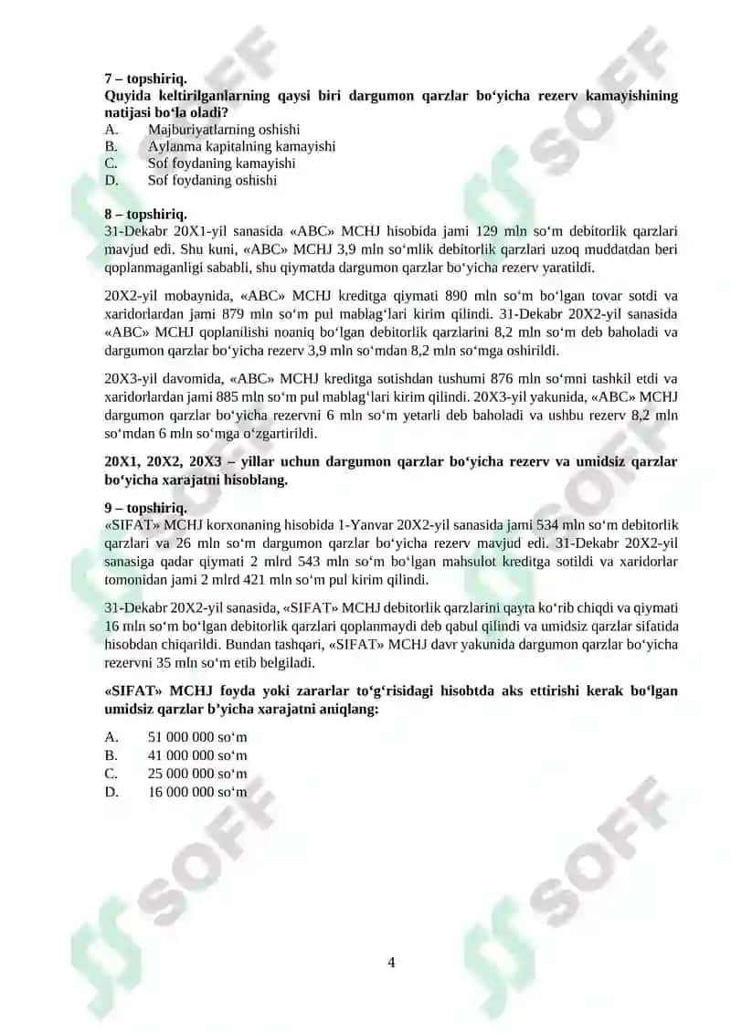 Moliyaviy hisobotning xalqaro standartlari (MHXS) 4