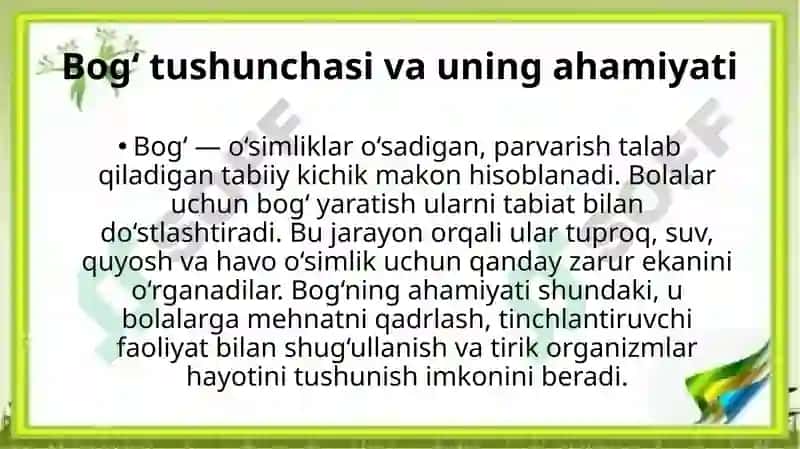 Mening kichik bo‘g‘im O‘simliklarni ekish, parvarishlash va kuzatish loyihasi 4