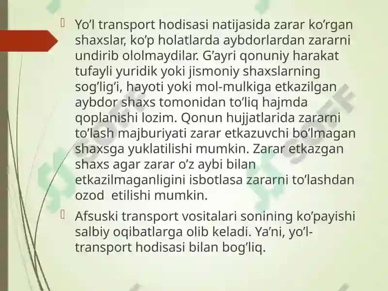 Avtotransport vositalari egalarining uchinchi shaxslar oldidagi fuqarolik javobgarligini sug’urtalash 4