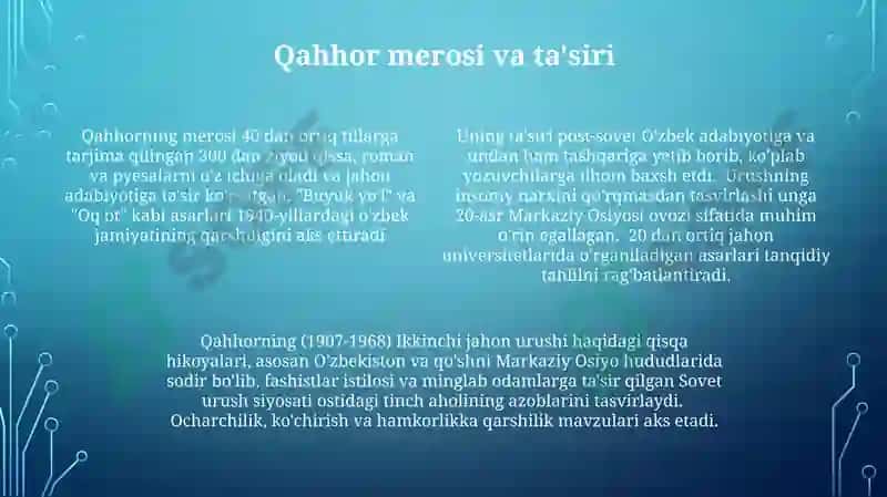 Abdulla Qahhorning ikkinchi jahon urushi yillaridagi hikoyachiligi 4