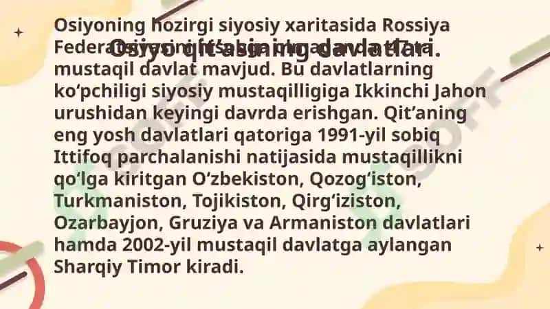 Osiyoqit’asining geografiko‘rni, chegalaravi siyosiy xaritasi 4