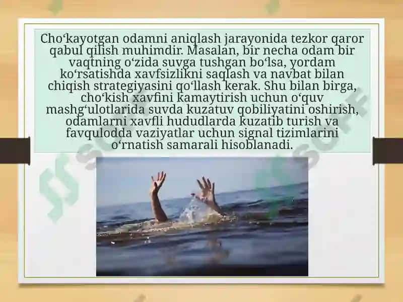 Suvda cho'kayotgan odamga birinchi yordam ko'rsatish 4