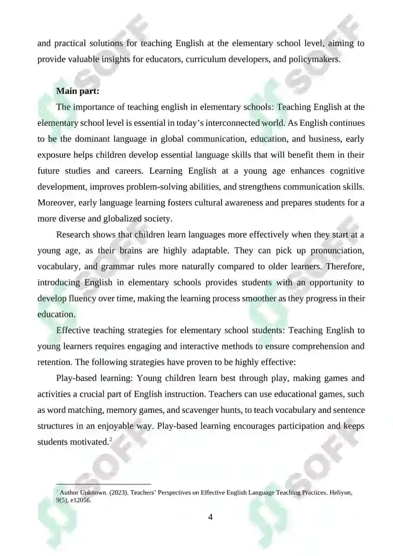 TEACHING ENGLISH FOR THE ELEMENTARY SCHOOL 4