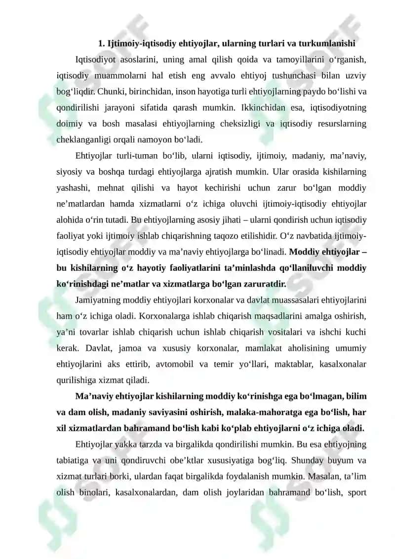 Ijtimoiy - iqtisodiy ehtiyojlar, ularning tarkibi va turkumlanishi 4