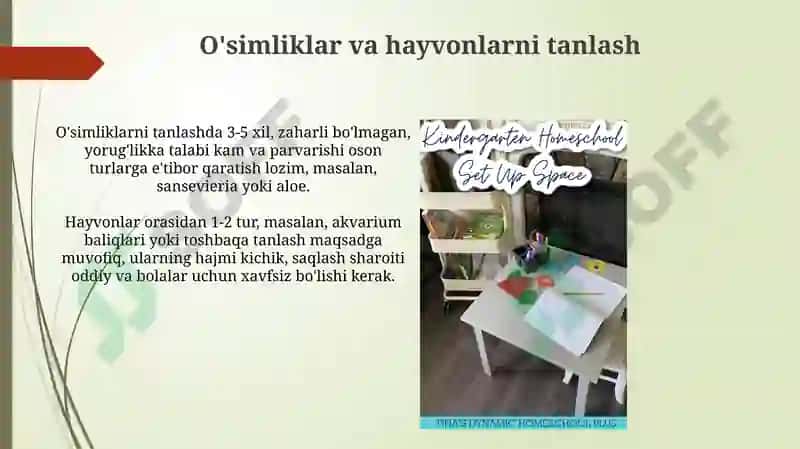 Tabiat burchagini tashkil etishmetodlariniyoritish 4
