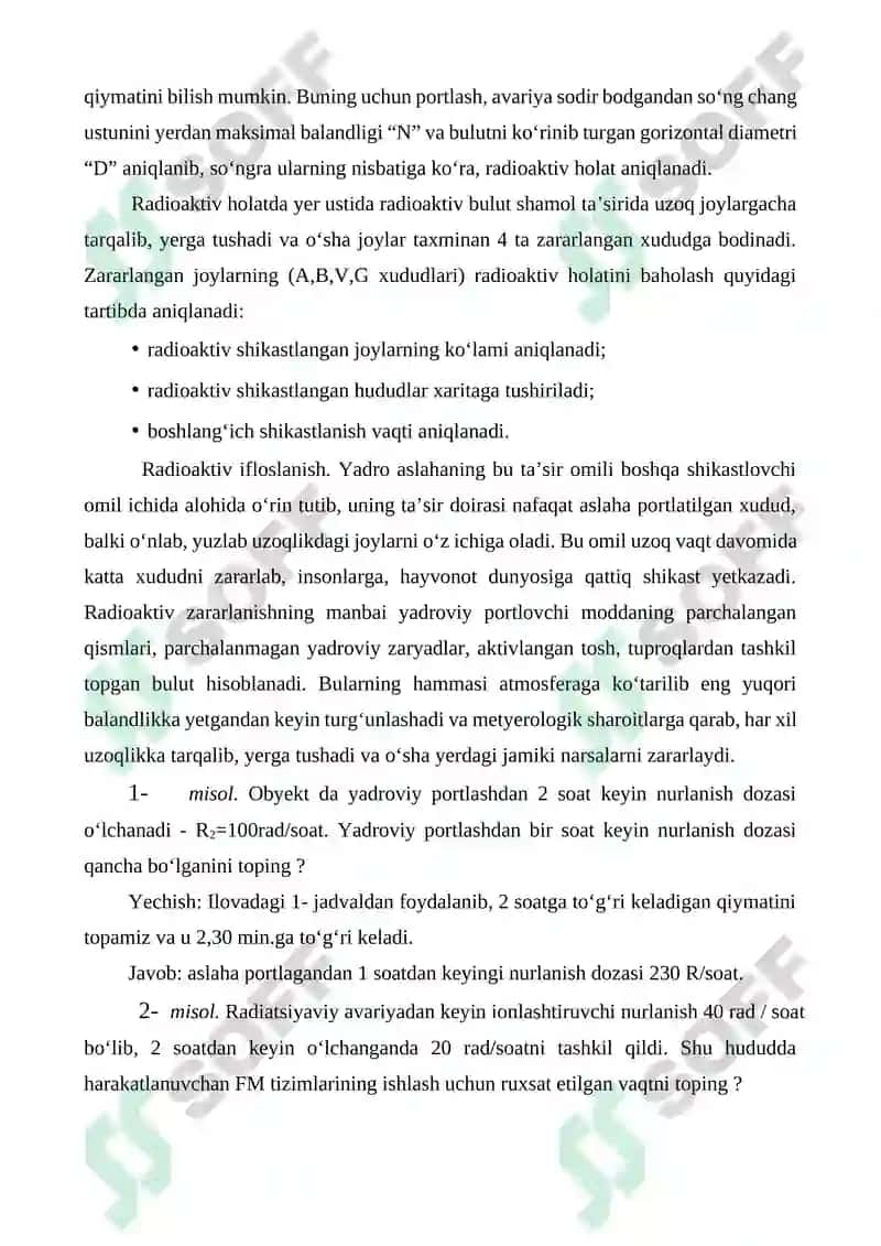 RADIOKTIV NURLANISHLARGA QARSHI KURASH CHORA-TADBIRLARI, O‘LCHASH ASBOBLARI 4