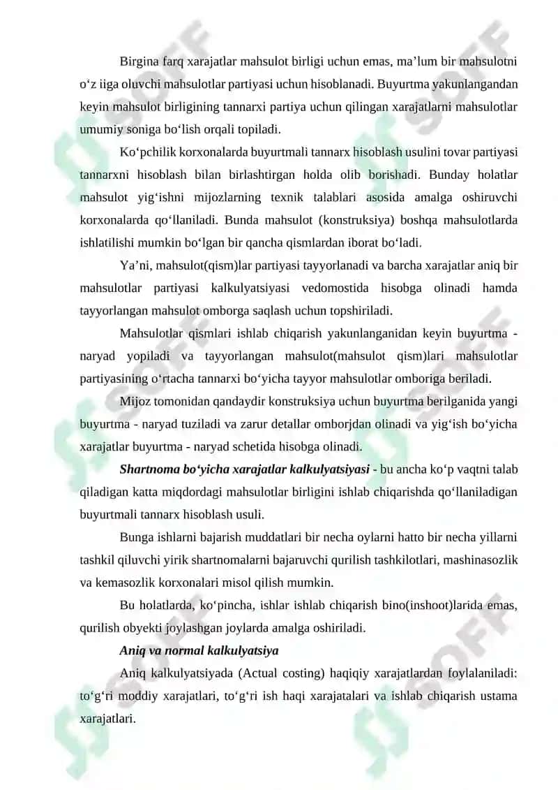 ISHLAB CHIQARISH TANNARXINI BUYURTMALAR BOʻYICHA ANIQLASH USULI 4